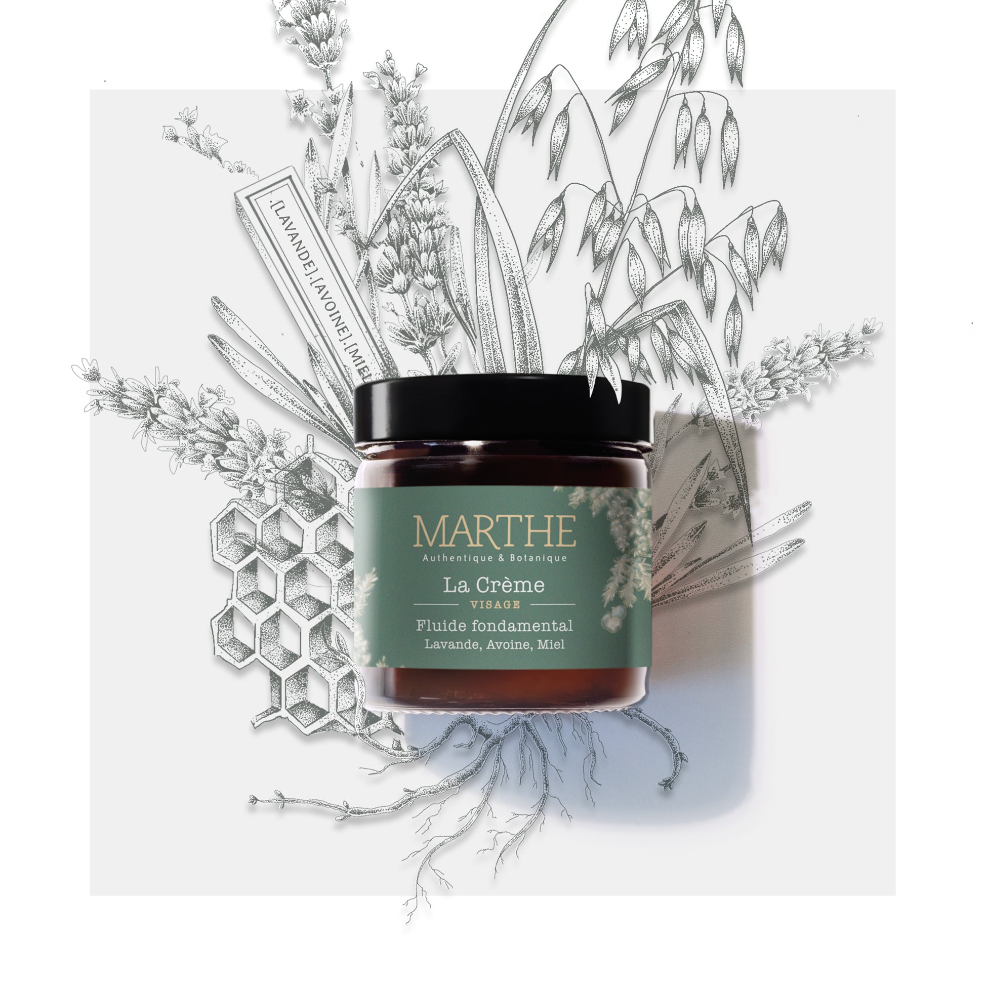 Découvrez-vite la crème visage hydratante naturelle de chez Marthe, un soin universel créé spécialement pour vous. Composé d’hydrolat de lavande, de miel, d'avoine et de gel d’aloe vera, elle conviendra parfaitement aux peaux normales à mixtes.