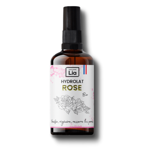 hydrolat ou eau florale de rose 100ml, flacon en verre, princesse lia, avenue californie$